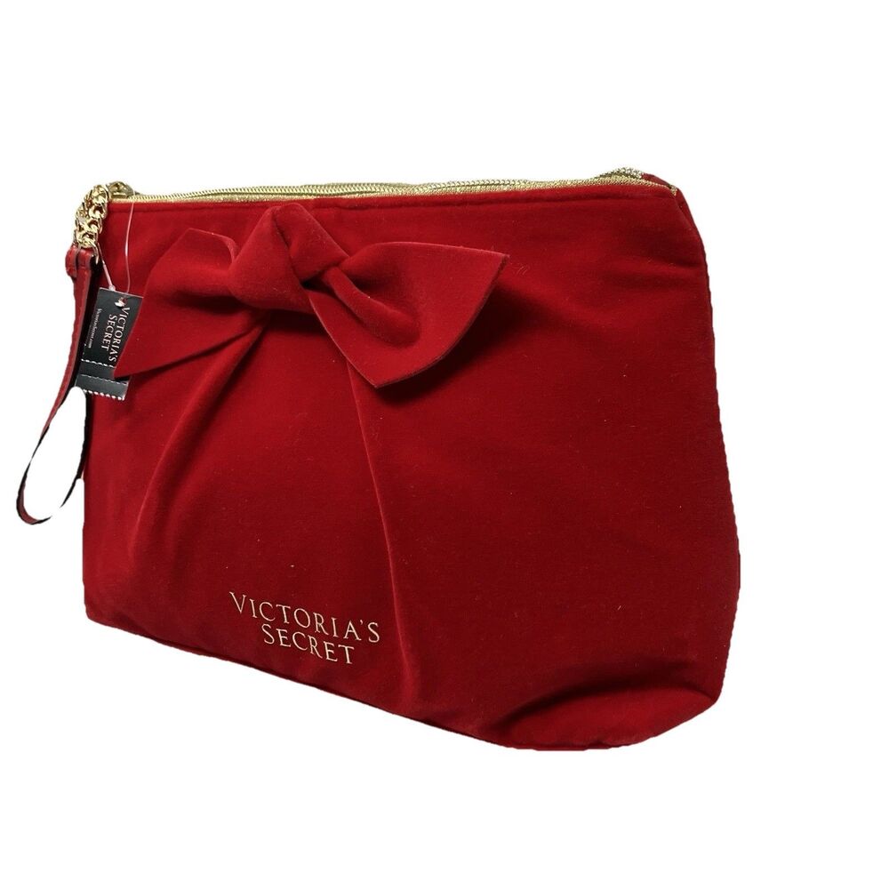 Victoria's Secret Red Velvet Glam Makeup Bag Wristlet Cosmetic‎ Case - Picture 2 of 10